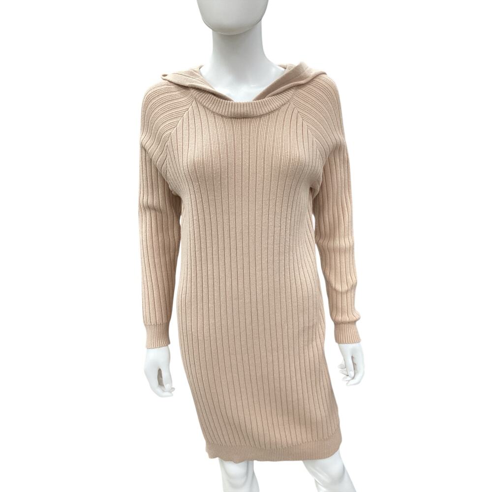 Saturday Sunday By Anthropologie Dress Women’s Size M Sweater Dress Hoodie Tan